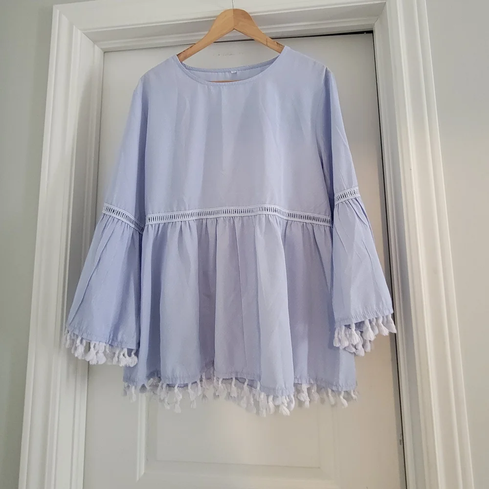 Purple Boxy 3/4 Sleeve Tunic - Picture 1 of 8
